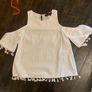 Francesca’s white cut out shoulder top